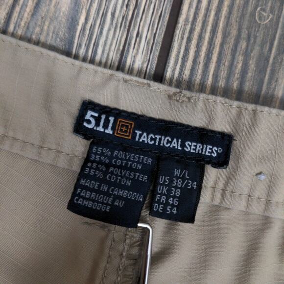 5.11 Men Tactical Traverse Pants Tan Khaki Performance Cargo Tech Stretch 38x34 - Picture 8 of 13